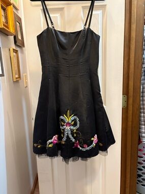 strapless open back dress MIDNIGHT BLOOM DRESS BLACK Butterfly Mesh Corset Bustier Mini Women's Dress  – Betsey Johnson